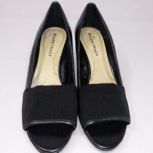 Ellen Tracy | Black Open Toe Wedges Sz 9.5